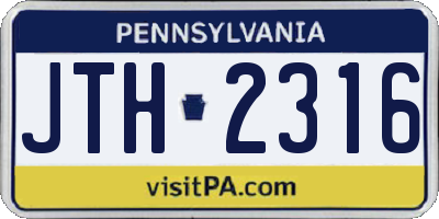 PA license plate JTH2316