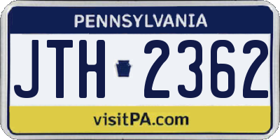 PA license plate JTH2362