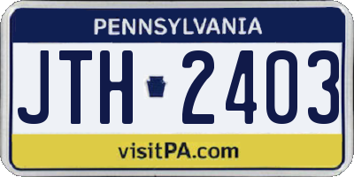 PA license plate JTH2403