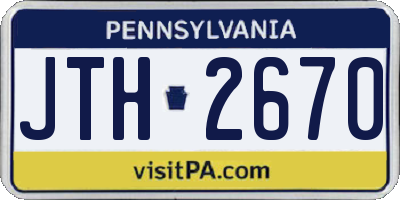 PA license plate JTH2670