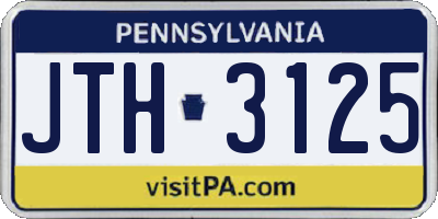 PA license plate JTH3125