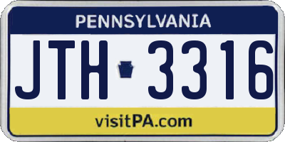 PA license plate JTH3316