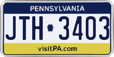 PA license plate JTH3403