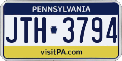 PA license plate JTH3794