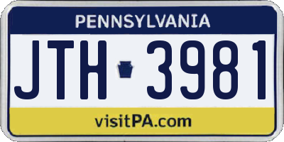PA license plate JTH3981