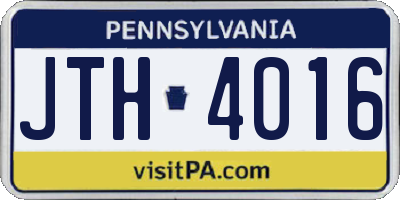 PA license plate JTH4016