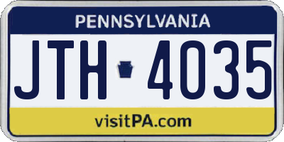 PA license plate JTH4035