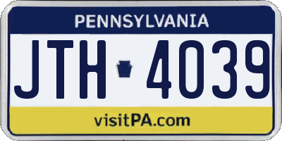 PA license plate JTH4039