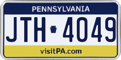 PA license plate JTH4049