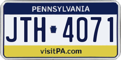 PA license plate JTH4071