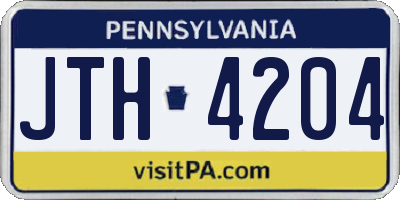PA license plate JTH4204