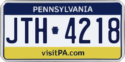 PA license plate JTH4218