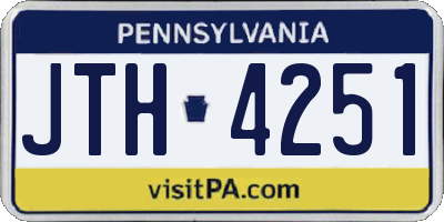 PA license plate JTH4251