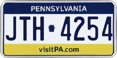 PA license plate JTH4254