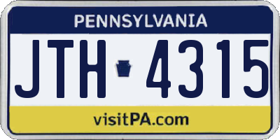 PA license plate JTH4315