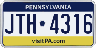 PA license plate JTH4316
