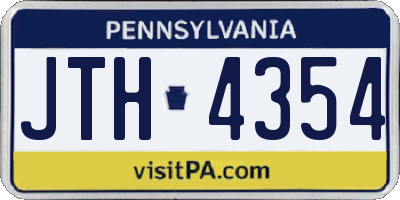 PA license plate JTH4354