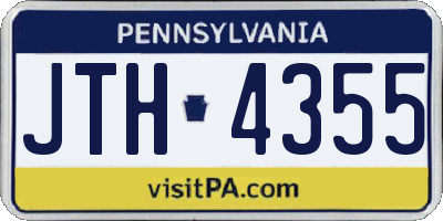 PA license plate JTH4355