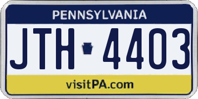 PA license plate JTH4403