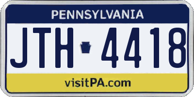 PA license plate JTH4418