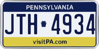 PA license plate JTH4934