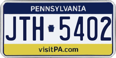 PA license plate JTH5402