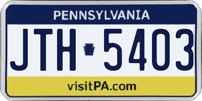 PA license plate JTH5403