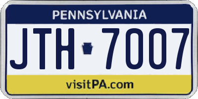 PA license plate JTH7007