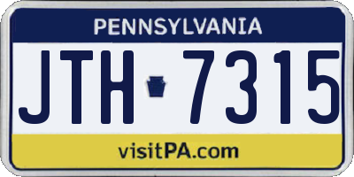 PA license plate JTH7315