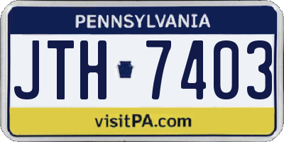PA license plate JTH7403