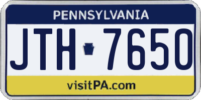 PA license plate JTH7650