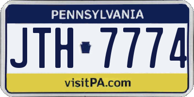 PA license plate JTH7774