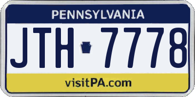 PA license plate JTH7778