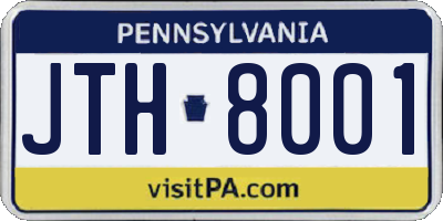 PA license plate JTH8001