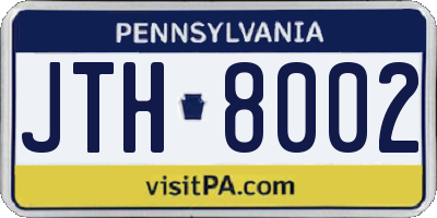 PA license plate JTH8002