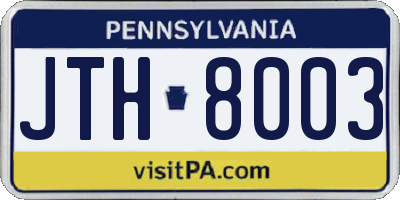PA license plate JTH8003