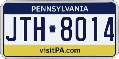 PA license plate JTH8014