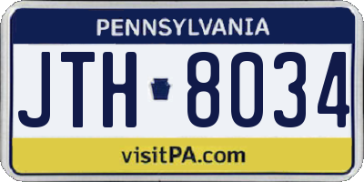 PA license plate JTH8034