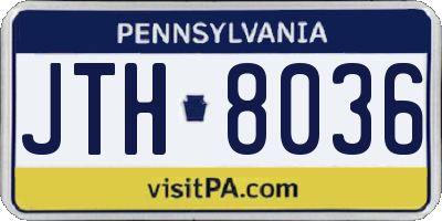 PA license plate JTH8036