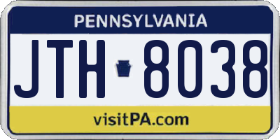 PA license plate JTH8038