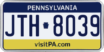 PA license plate JTH8039