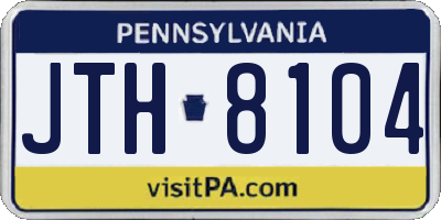 PA license plate JTH8104