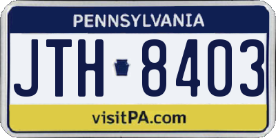 PA license plate JTH8403