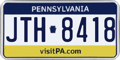 PA license plate JTH8418