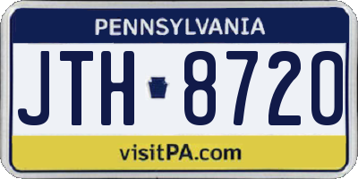 PA license plate JTH8720
