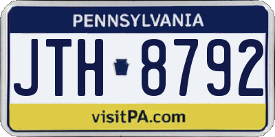 PA license plate JTH8792