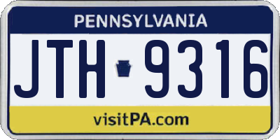 PA license plate JTH9316