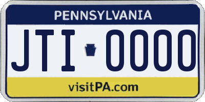 PA license plate JTI0000