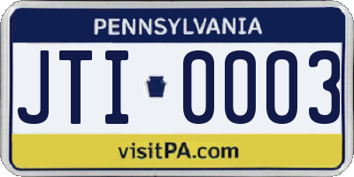 PA license plate JTI0003