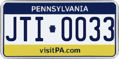 PA license plate JTI0033